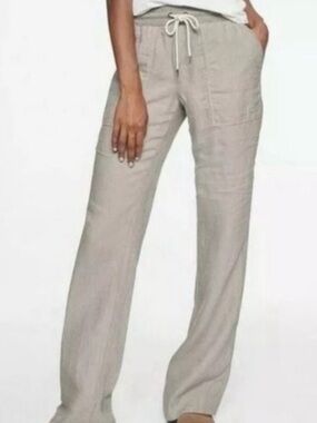 Athleta Drawstring Wide-Leg Trousers — Taupe